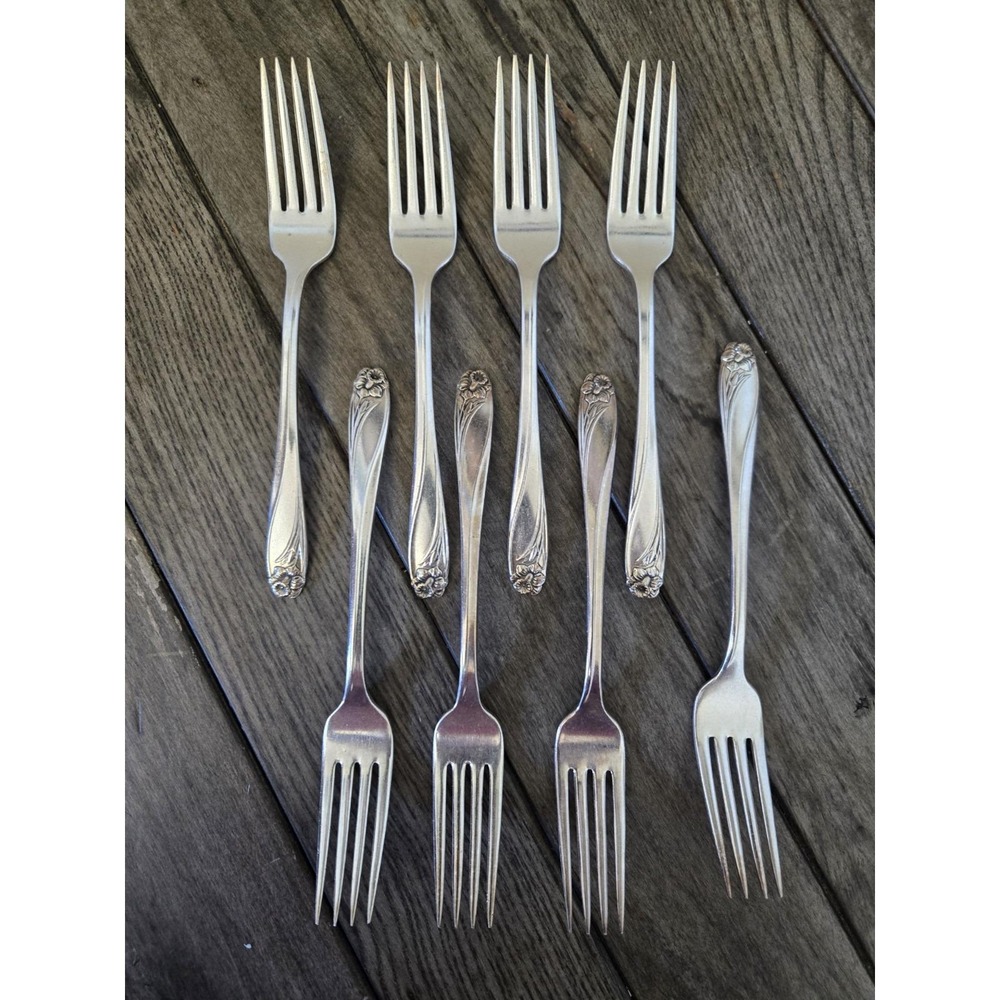 Vintage 1847 Rogers Bros Daffodil Silverplate Dinner Forks 7-1/2" Flatware